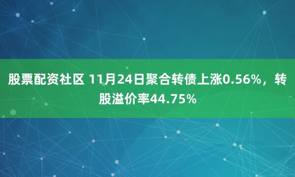 股票配资社区 11月24日聚合转债上涨0.56%，转股溢价率44.75%