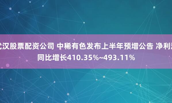 武汉股票配资公司 中稀有色发布上半年预增公告 净利润同比增长410.35%~493.11%